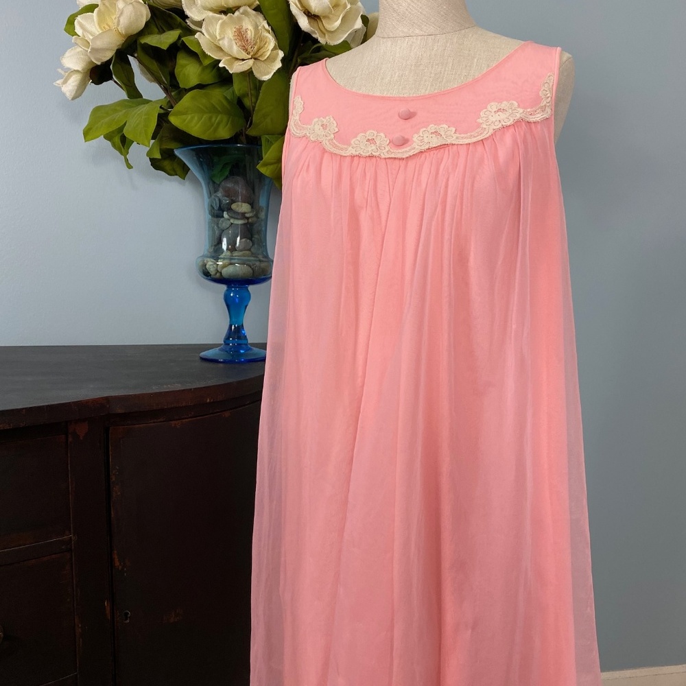 Vintage Pink Chiffon Nightgown